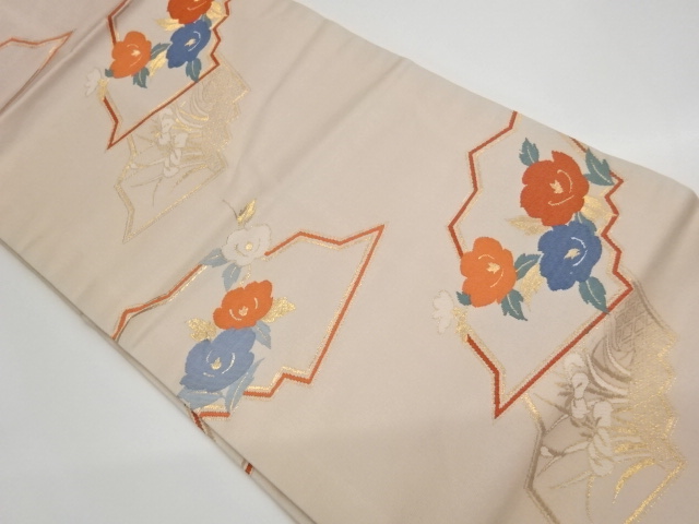 JAPANESE KIMONO / VINTAGE NAGOYA OBI / WOVEN CAMELLIA & IRIS